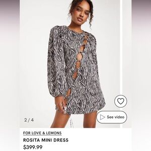 For Love And Lemons Black and White Bishop Sleeve Dress